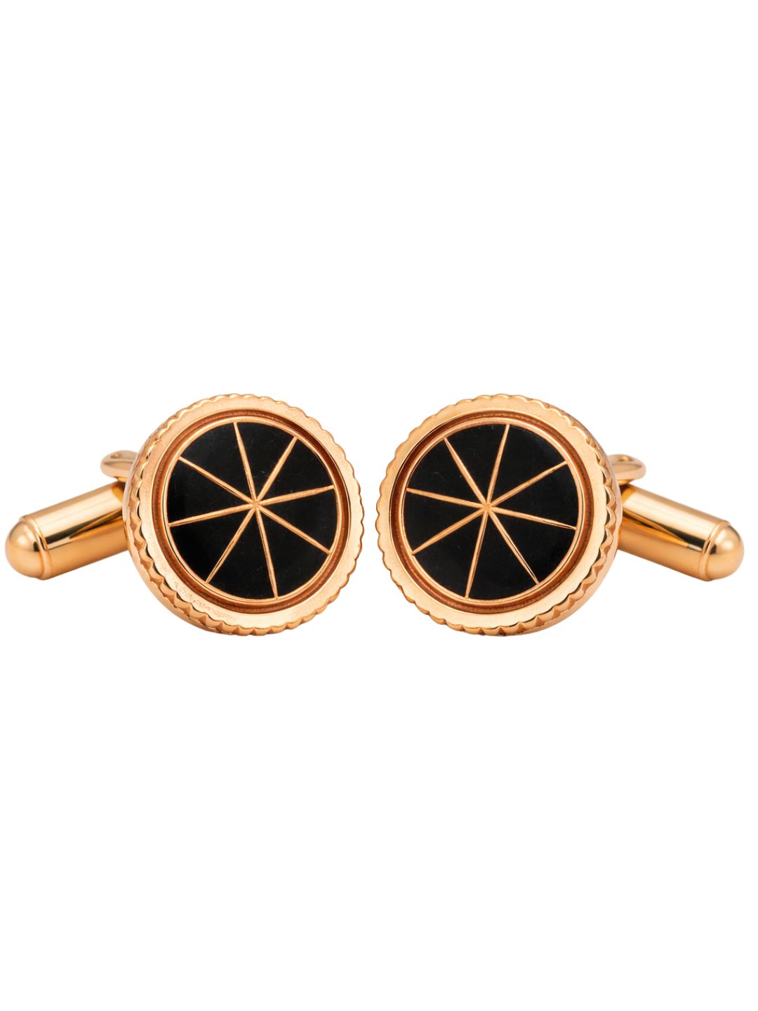 Black & Gold Starburst Round Cufflinks